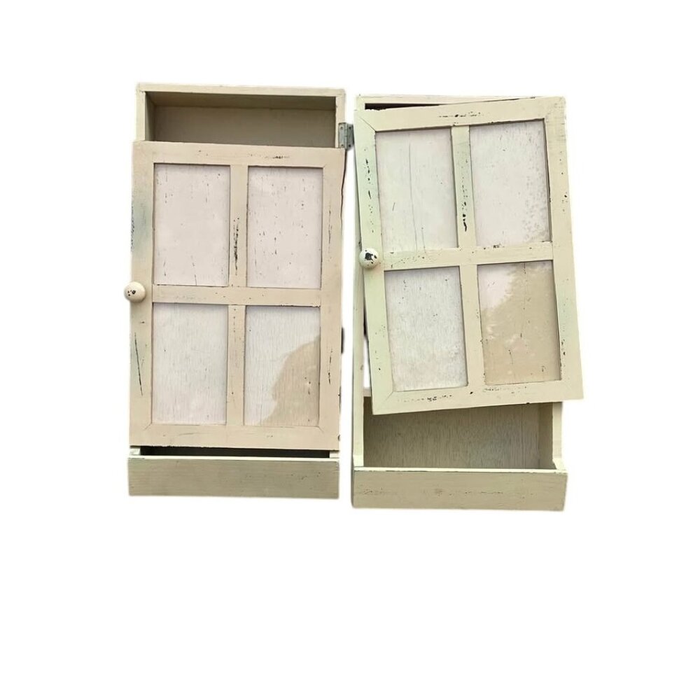 VTG WINDOW PICTURE FRAME FLOWER HOLDER WOOD CREAM WALL SHELF Lot of 2